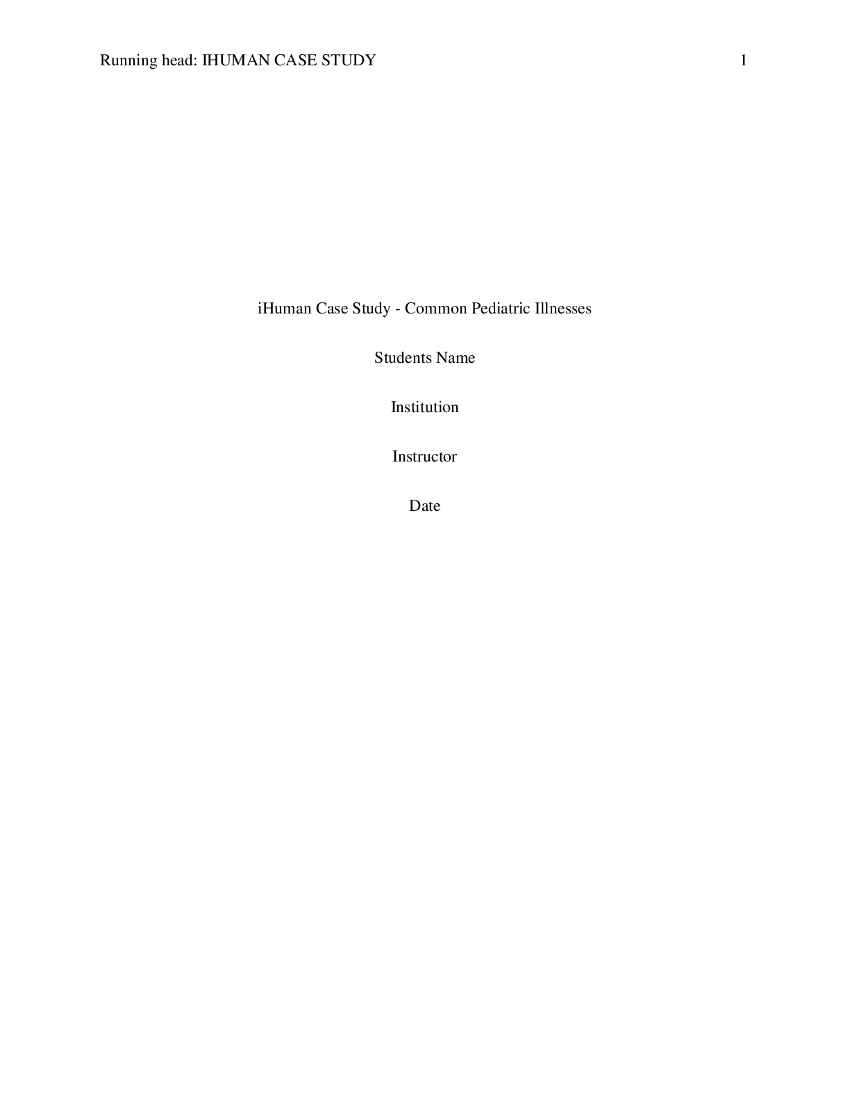 Preview image for iHuman Case Study - Common Pediatric Illnesses